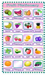 English Worksheet: Fruit Pictionary 