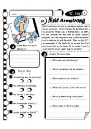 English Worksheet: RC Series Level 1_Neil Armstrong (Fully Editable + Answer Key)