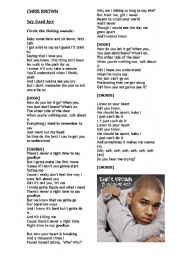 English Worksheet: Song - Chris Brown - Say Goodbye