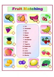 English Worksheet: Fruit Matching. Enjoy it.
