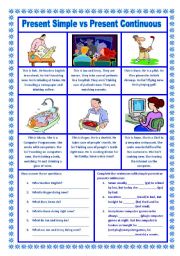 English Worksheet: Present Simple and Present Continuos Tense