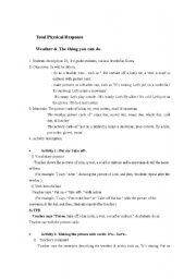 English worksheet: Weather-things you can do : Lesson Plan for TPR