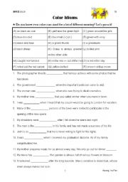 English Worksheet: Color Idioms