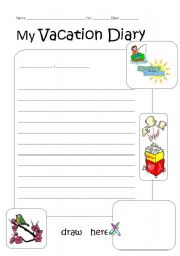 English Worksheet: my vacation diary