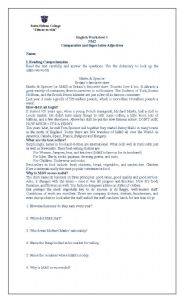 English Worksheet: comparatives
