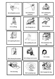 English Worksheet: Present continuous miming cards