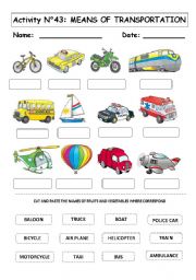 English Worksheet: MEANS OF TRANSPORTATION