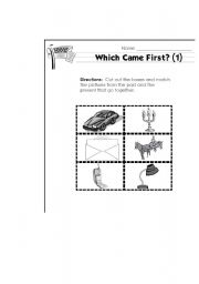 English worksheet: Which came first