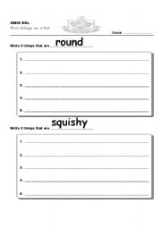 English worksheet: 5 things on a list