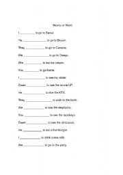 English Worksheet: Want/wants