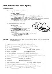 English Worksheet: subject and verb agreement worksheet
