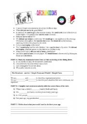 English Worksheet: our childhood days