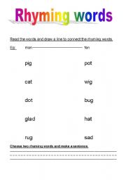 English worksheet: Rhyming words