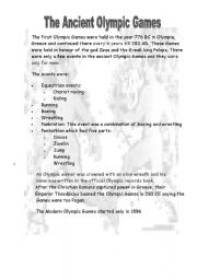 English Worksheet: The Ancient Olympic Games