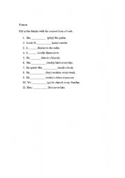 English Worksheet: Present, Present Continuous Tense Ex 1
