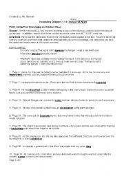 English worksheet: Vocabulary Worksheet for Things Fall Apart (chs. 1-5) by Chinua Achebe