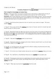 English worksheet: Vocabulary Worksheet for Things Fall Apart (chs. 6-10) by Chinua Achebe