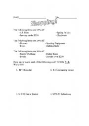 English worksheet: Computing Sales Price