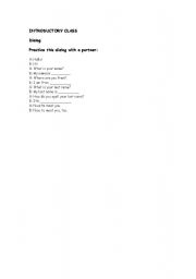 English worksheet: Introductory dialogue