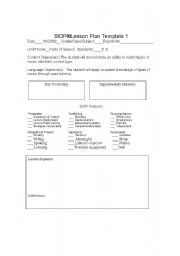 English worksheet: SIOP lesson plan template