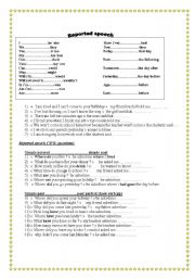 English Worksheet: reported speech