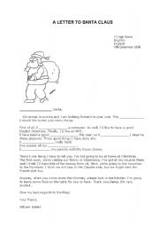 English Worksheet: A letter to Santa Claus