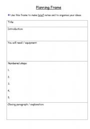 English worksheet: Planning Frame Instructional Writing