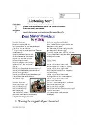 English Worksheet: Dear mr presindet