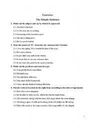English Worksheet: The Simple Sentence 