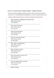 English Worksheet: REPORTED SPEECH EXERCISE