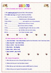 English Worksheet: Used to exercises