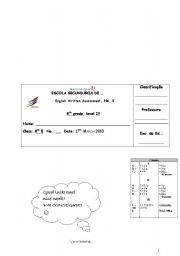 English Worksheet: Written assessment no. 4 (unit teen life - book Spotlight 4, 8th form)