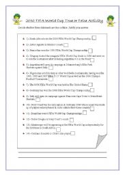 English Worksheet: World Cup 2010 True or false activity