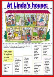 English Worksheet: at lindas house