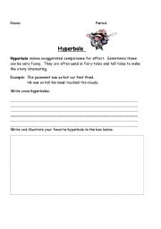 English worksheet: Hyperbole