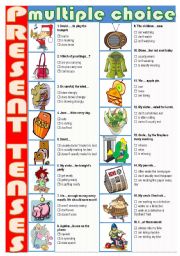 English Worksheet: Present tenses: multiple choice