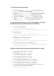 English worksheet: Simple present and simple past exercises 