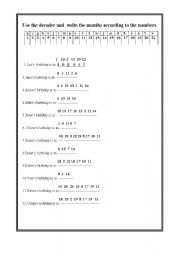 English Worksheet: months