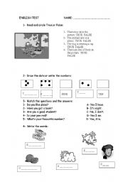 English Test for beginners SET 2 (2 pages)