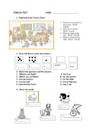 English Test for beginners SET 3 (2 pages)