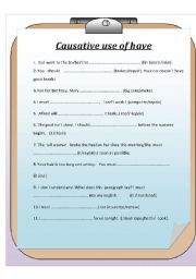 English Worksheet: Causative use of have