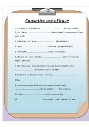 English Worksheet: Causative use of have