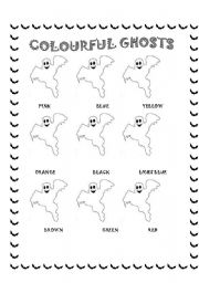 English Worksheet: colourful ghosts