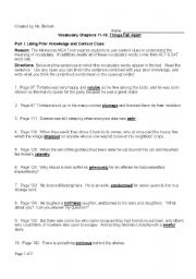 English worksheet: Vocabulary Worksheet - Things Fall Apart by Chinua Achebe (chs. 11-15)