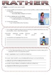 English Worksheet: Rather- One word Many options