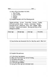 English Worksheet: The ages and Celts