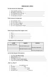 English worksheet: SIMPLE PAST - TEST 3