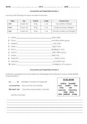 English Worksheet: SUPERLATIVE AND COMPARATIVE ACTIVITY