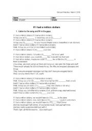 English Worksheet: If I had a million dollars 