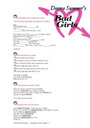 English Worksheet: Bad Girls - Donna Summer-